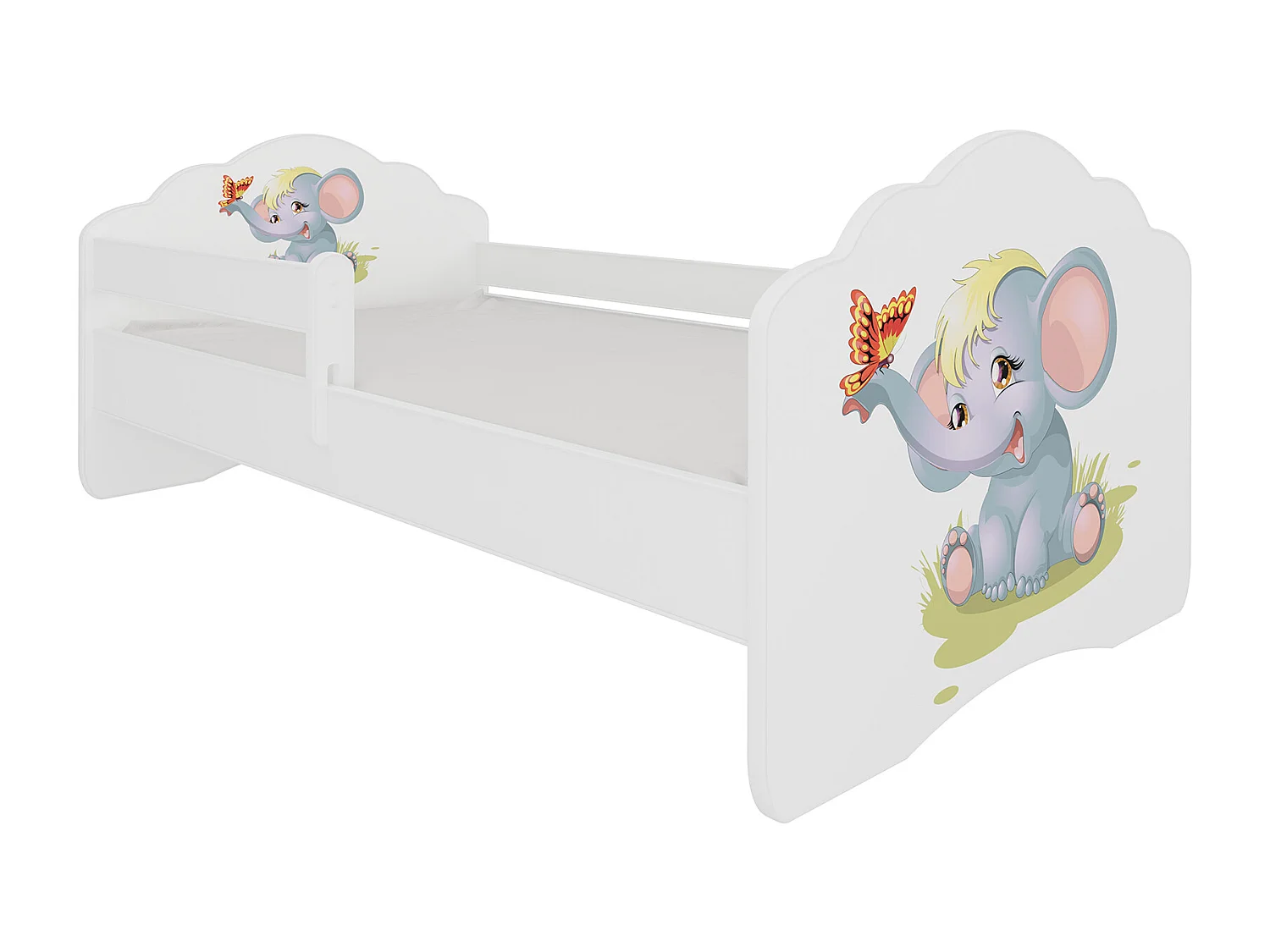 KINDERBETT Casimo weiß / Motiv Elefant 88 / 164 / 63cm