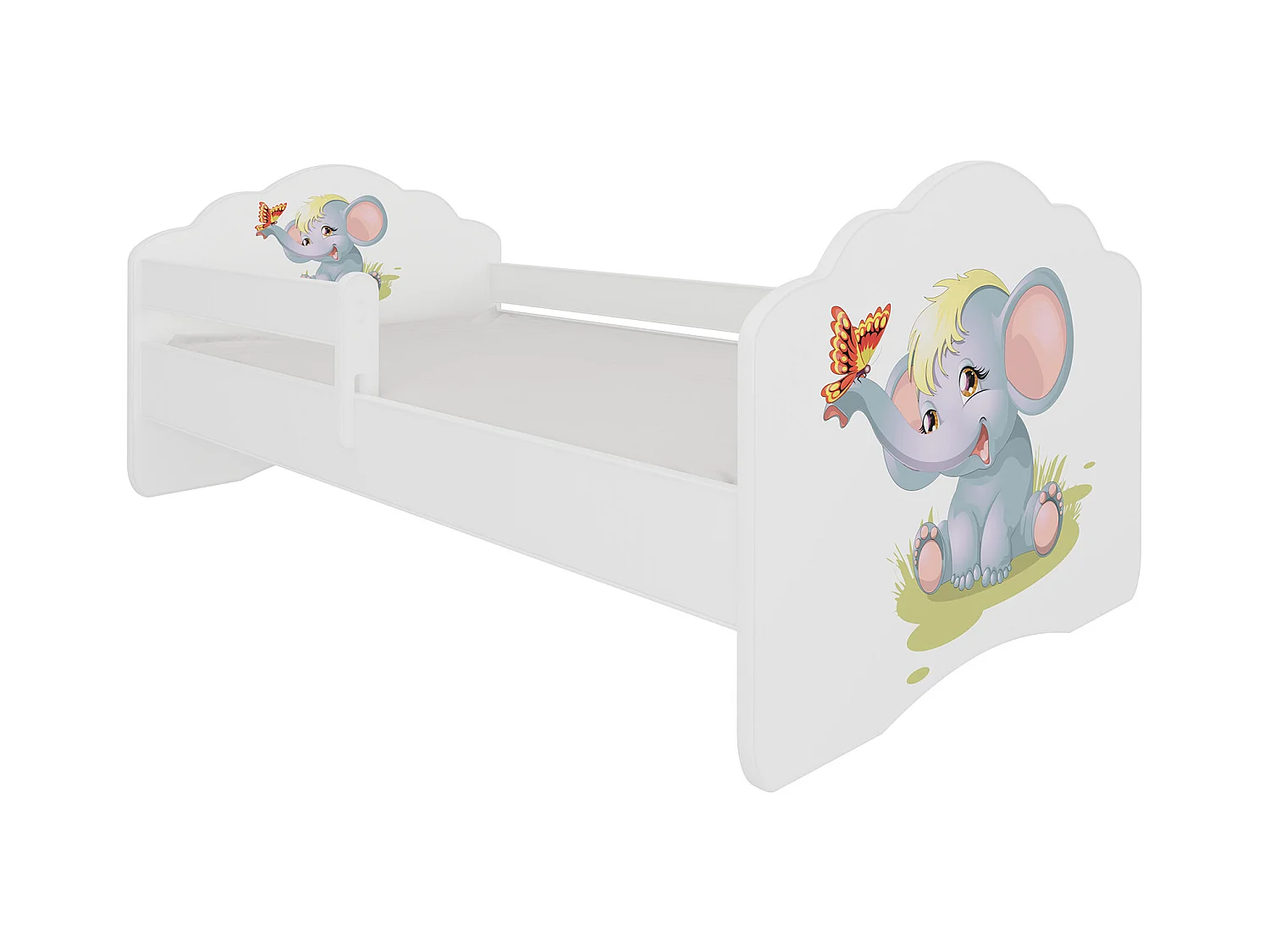 KINDERBETT Casimo weiß / Motiv Elefant 88 / 164 / 63cm