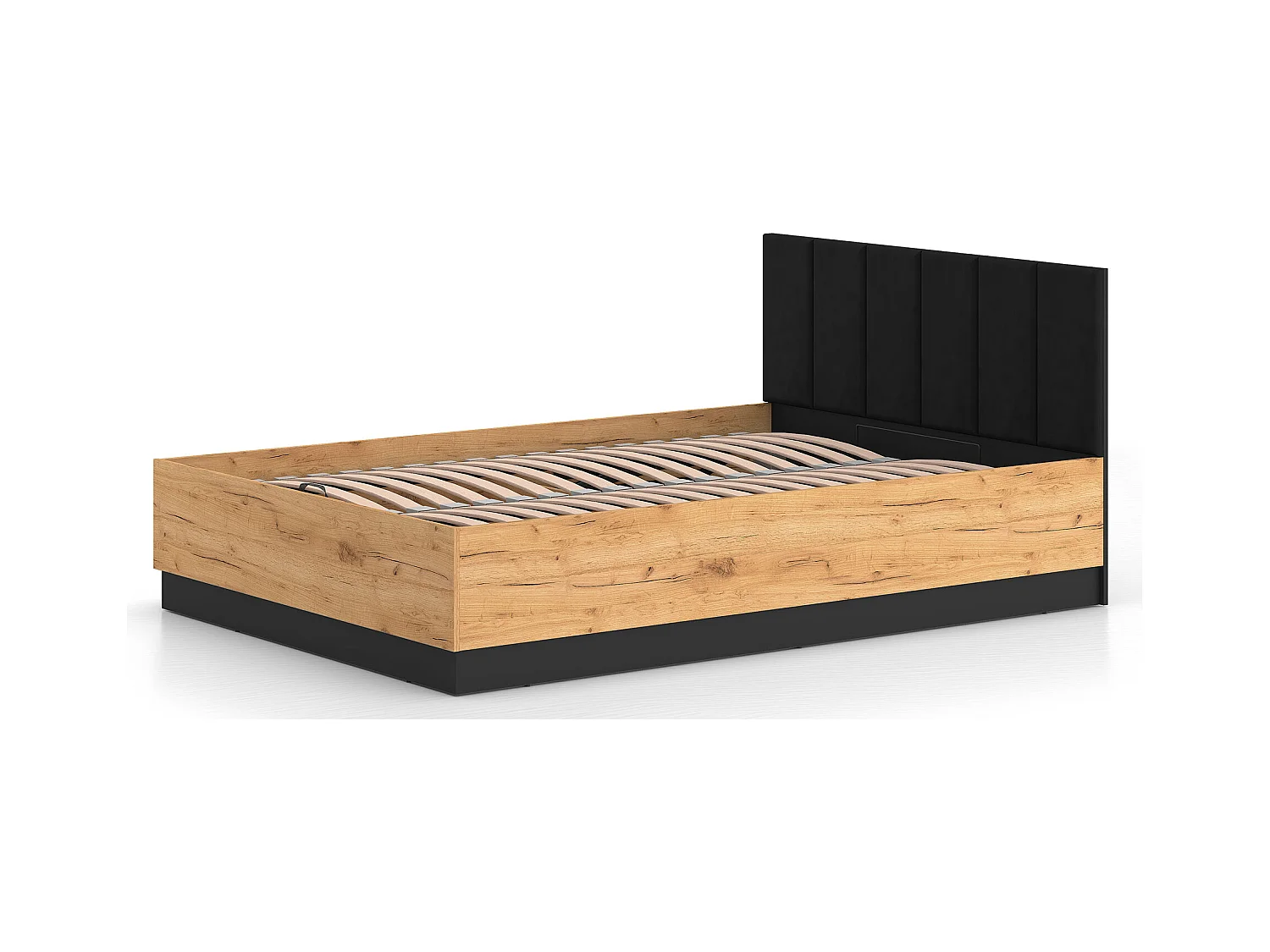 DOPPELBETT Urso Gold Craft Eiche / Schwarz 145 / 208 / 90 cm