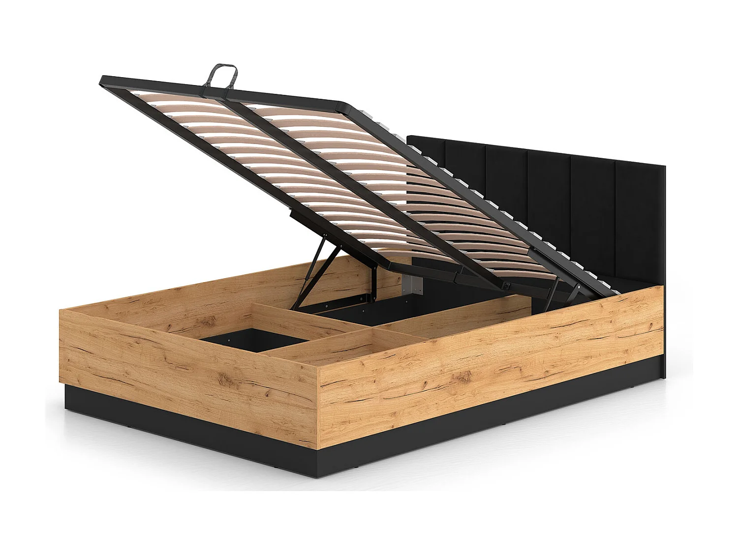 DOPPELBETT Urso Gold Craft Eiche / Schwarz 145 / 208 / 90 cm