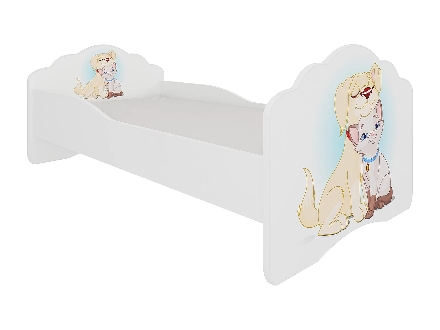 KINDERBETT Casimo weiß / Hund und Katze 88 / 164 / 63cm