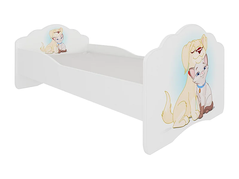 KINDERBETT Casimo weiß / Hund und Katze 88 / 164 / 63cm