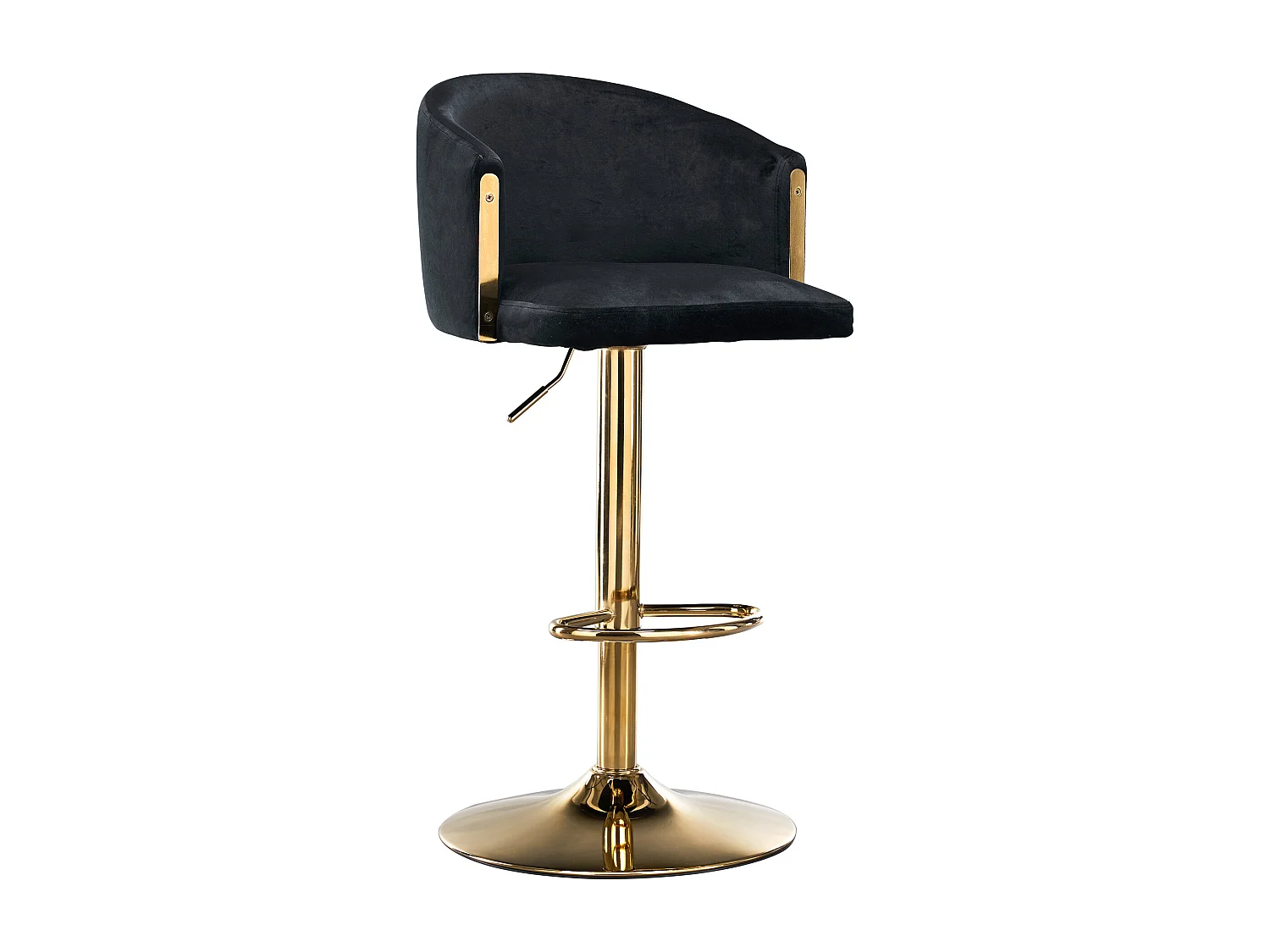 Set di 2 sgabelli da bar girevoli - Sgabelli elevabili con schienale e poggiapiedi dorato - per cucine, bar e ristoranti - nero