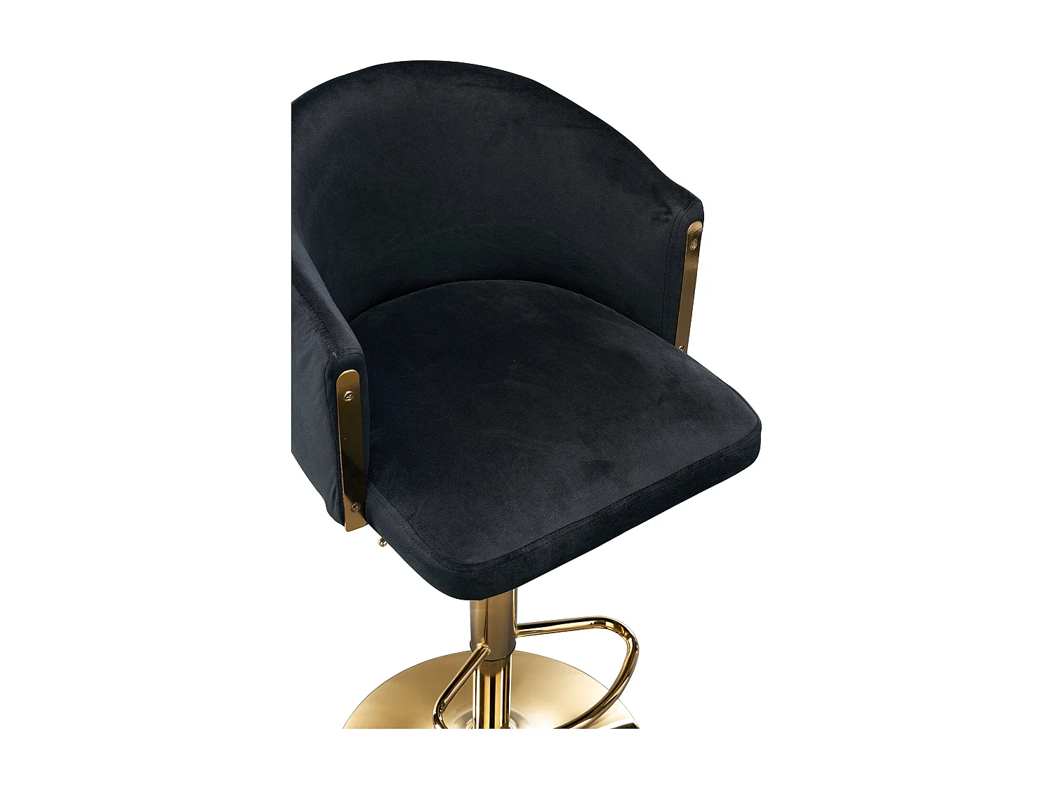 Set di 2 sgabelli da bar girevoli - Sgabelli elevabili con schienale e poggiapiedi dorato - per cucine, bar e ristoranti - nero