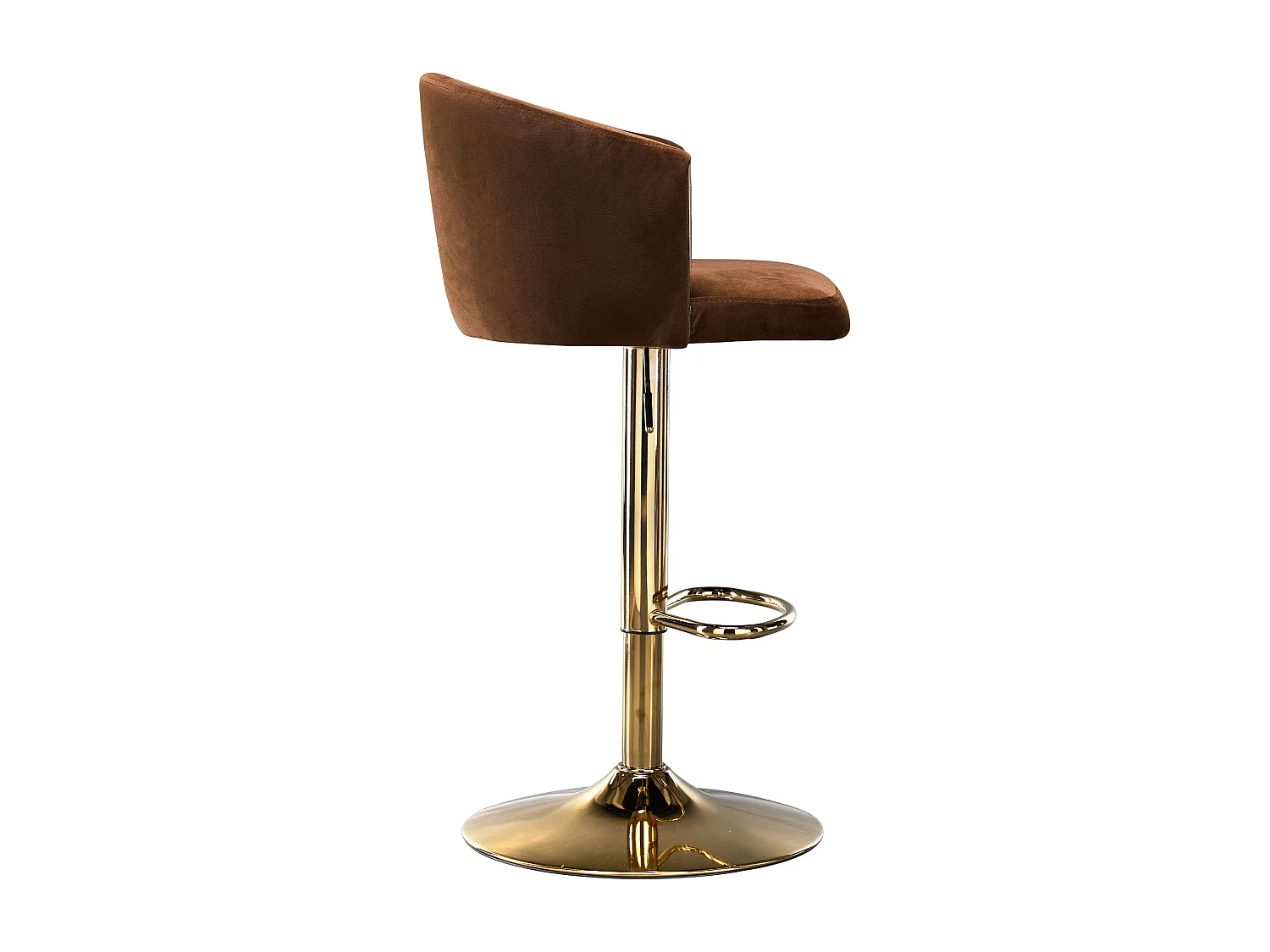Juego de 2 taburetes de bar giratorios - Taburetes elevables con respaldo y reposapiés dorados - para cocinas, bares y restaurantes - marrón
