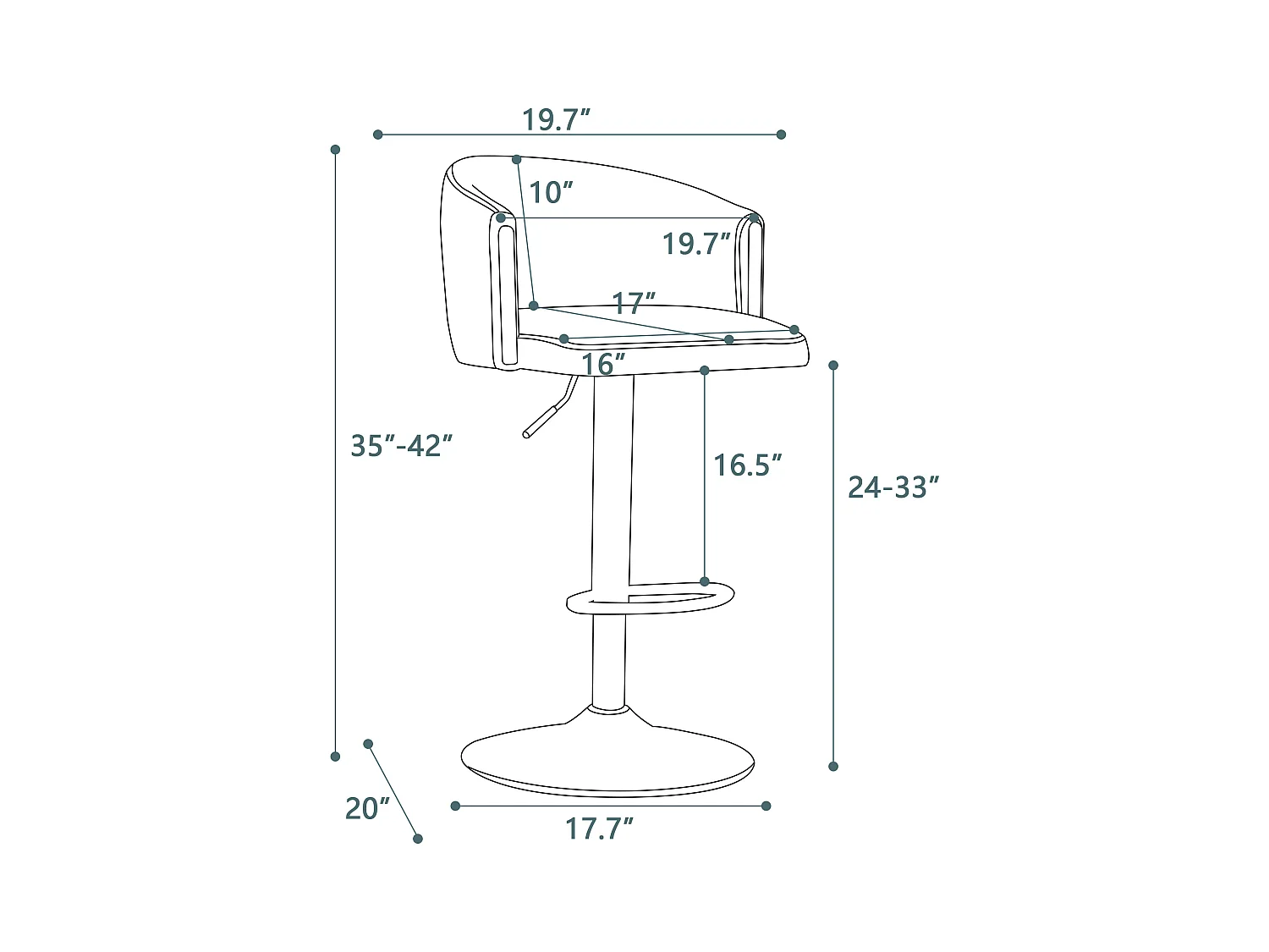 Lot de 2 tabourets de bar pivotants - Tabourets relevables avec dossier et repose-pieds dorés - pour cuisines, bars et restaurants - gris