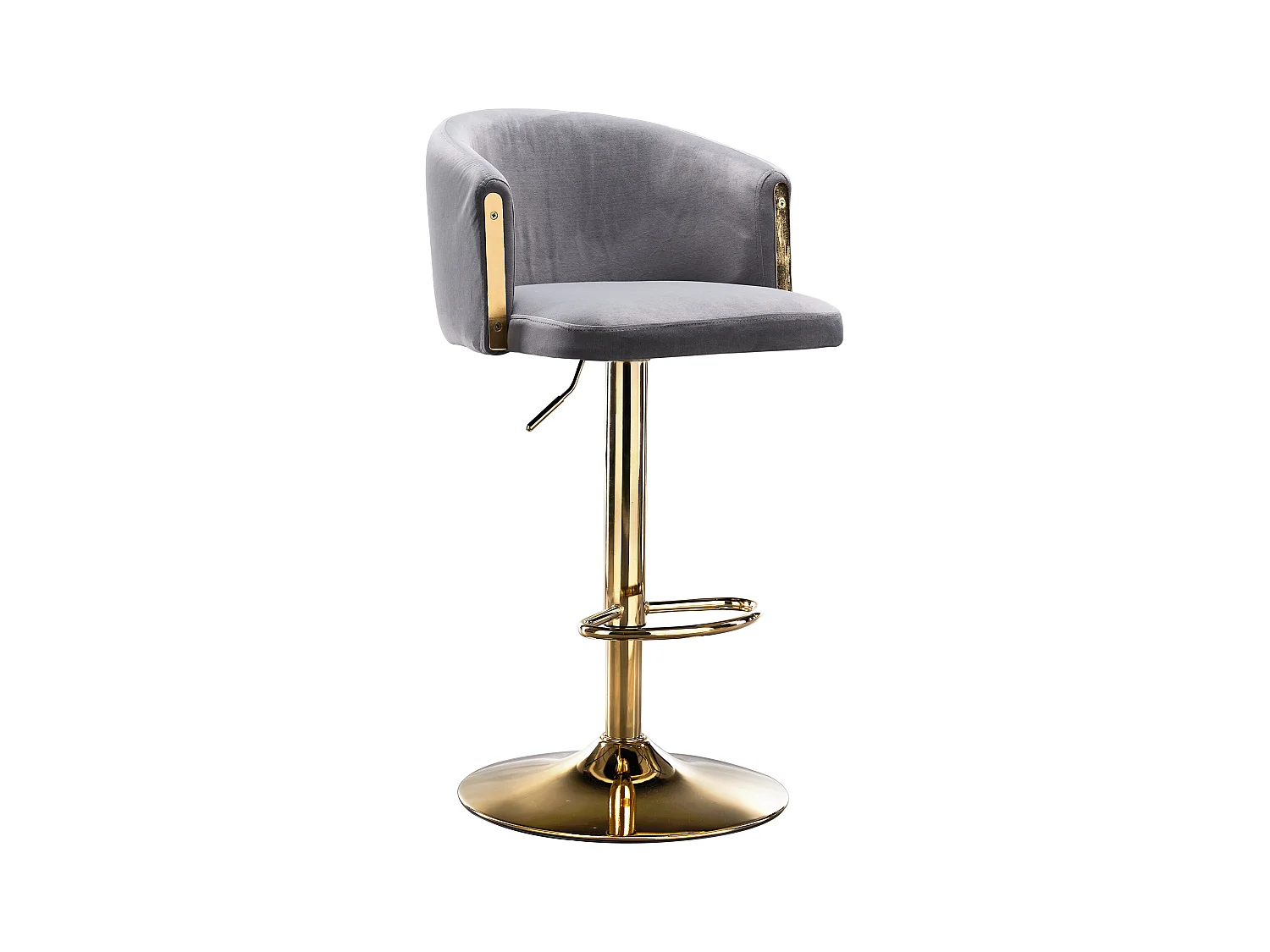 2er-Set drehbare Barhocker – Hebehocker mit Rückenlehne und goldener Fußstütze – für küchen, bars und restaurants – grau