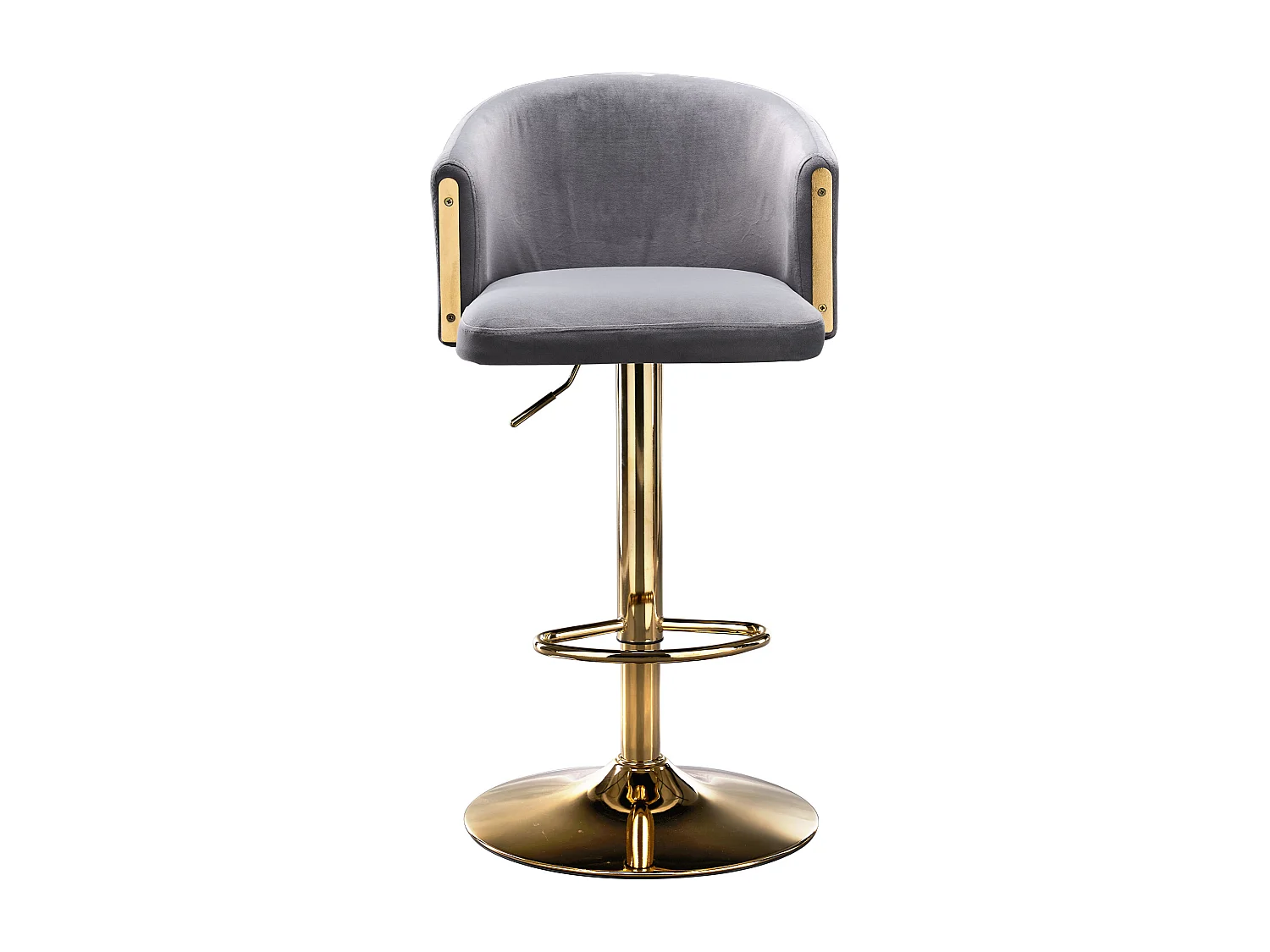 Juego de 2 taburetes de bar giratorios - Taburetes elevables con respaldo y reposapiés dorados - para cocinas, bares y restaurantes - gris