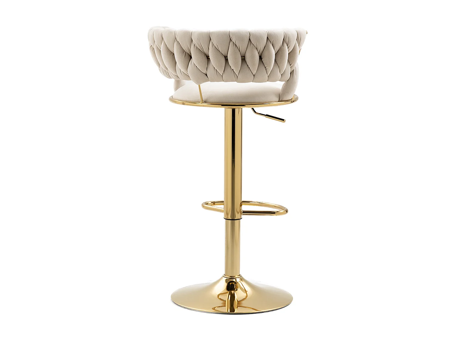 Juego de 2 taburetes de bar - Taburete giratorio con respaldo y altura ajustable - para comedor y sala de estar - terciopelo marfil
