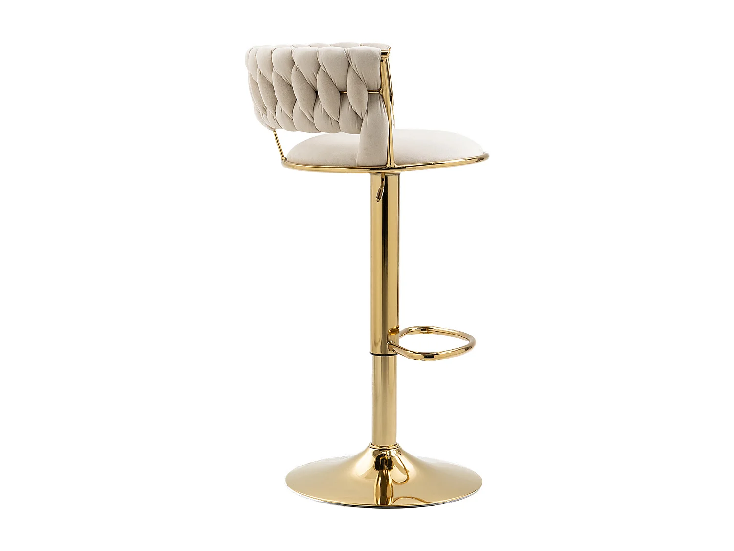 Juego de 2 taburetes de bar - Taburete giratorio con respaldo y altura ajustable - para comedor y sala de estar - terciopelo marfil