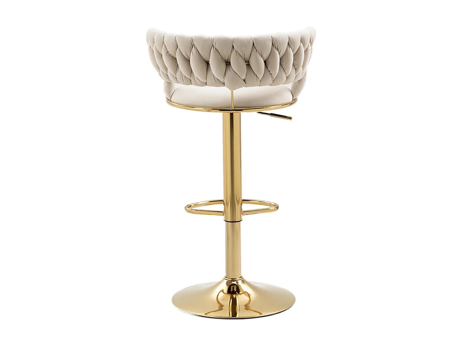 Juego de 2 taburetes de bar - Taburete giratorio con respaldo y altura ajustable - para comedor y sala de estar - terciopelo marfil