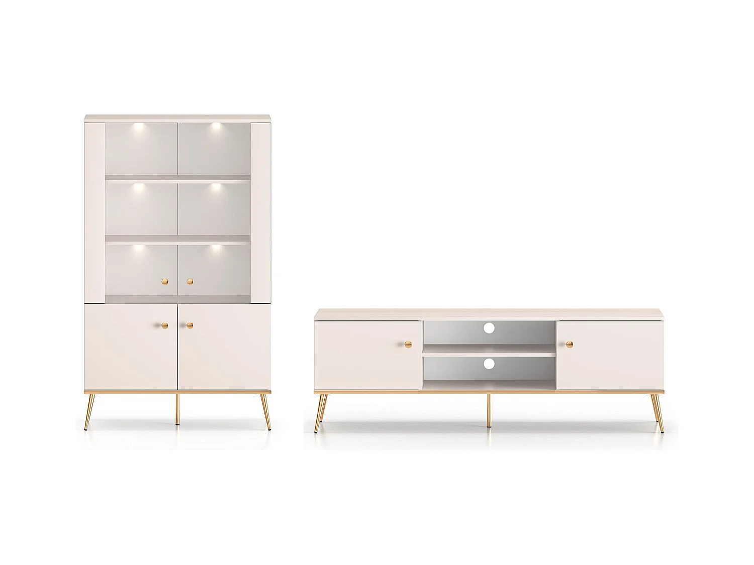 WOHNZIMMER-SET Selgin Kaschmir / Gold 2-teilig