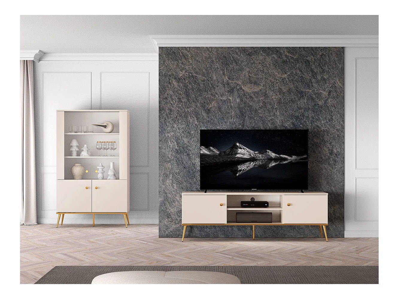 WOHNZIMMER-SET Selgin Kaschmir / Gold 2-teilig