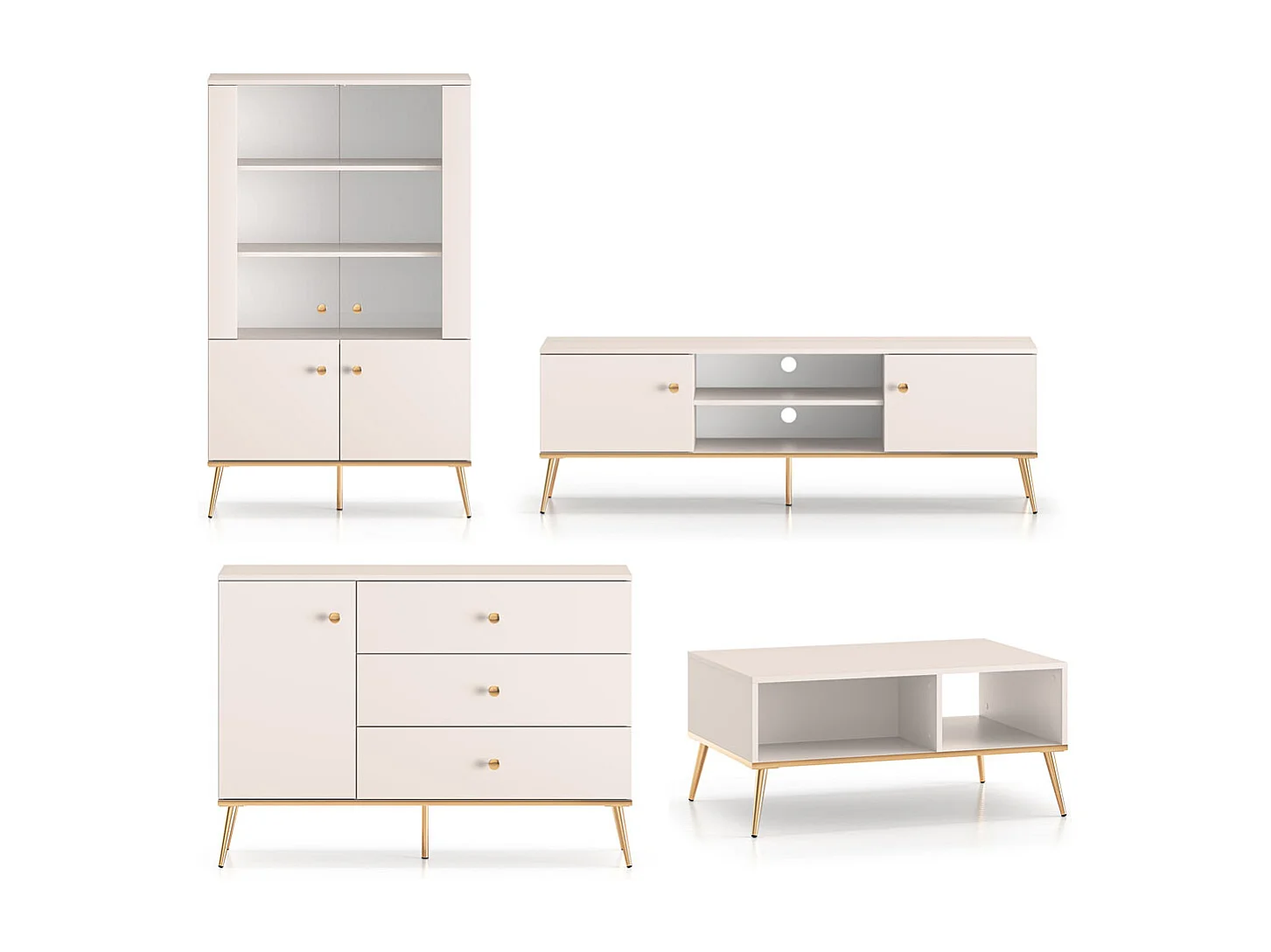 WOHNZIMMER-SET Selgin Kaschmir / Gold 4-teilig