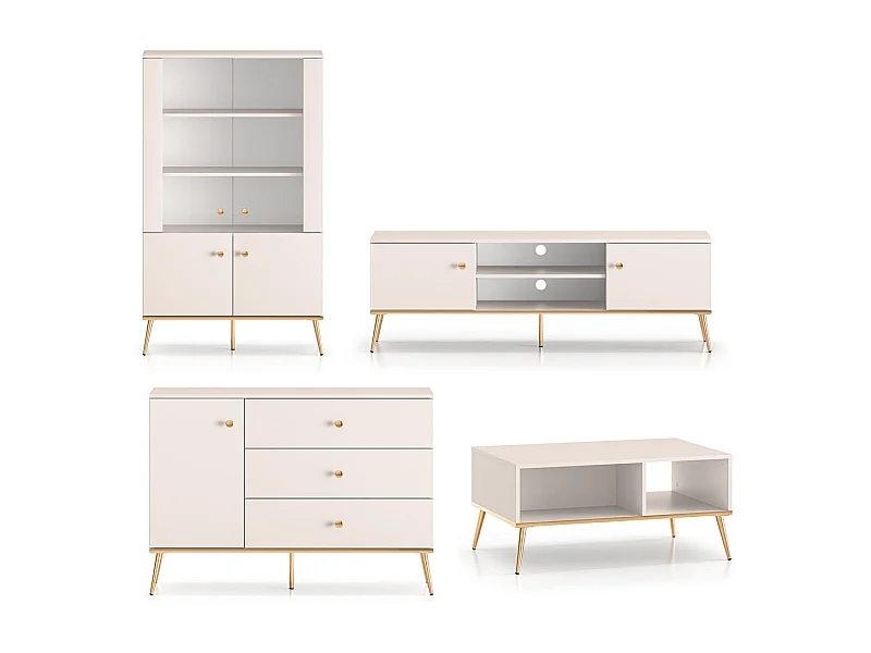 WOHNZIMMER-SET Selgin Kaschmir / Gold 4-teilig