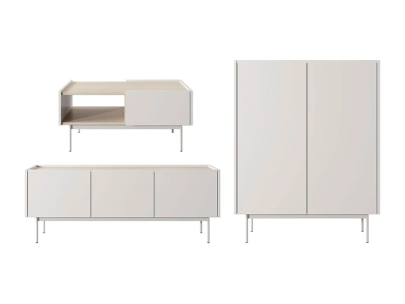 WOHNZIMMER-SET  3-teilig Color Kaschmir / Eiche Linea