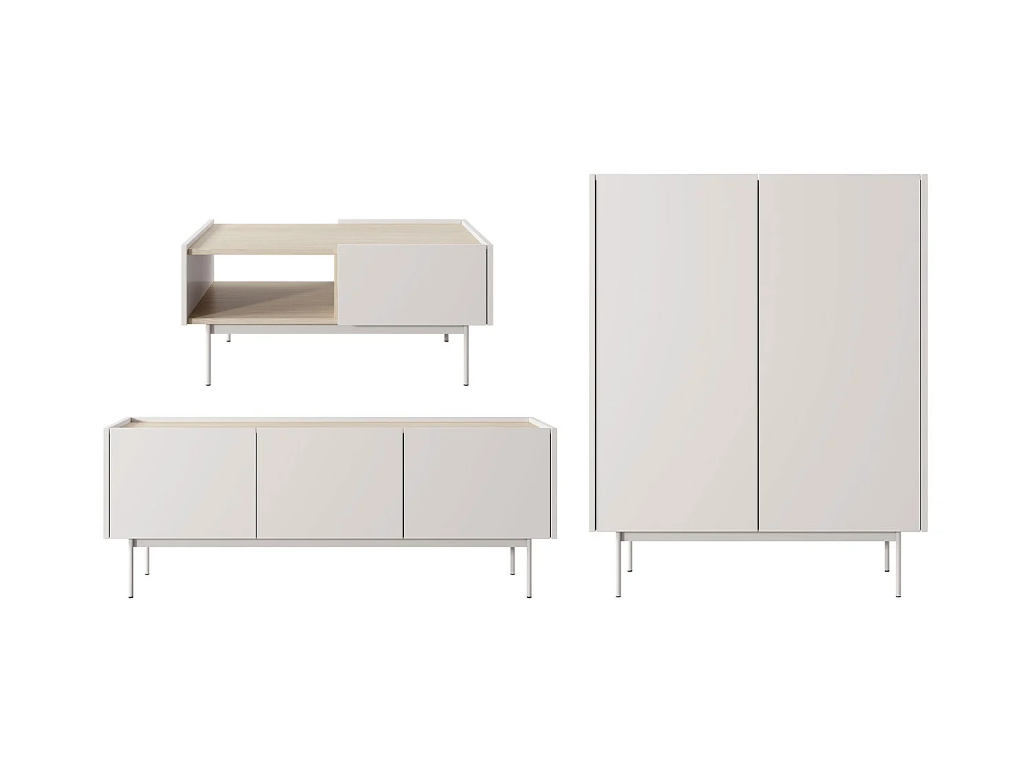 WOHNZIMMER-SET  3-teilig Color Kaschmir / Eiche Linea