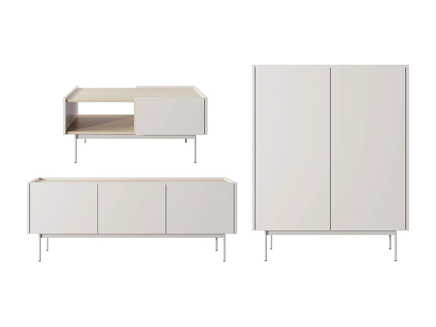 WOHNZIMMER-SET  3-teilig Color Kaschmir / Eiche Linea