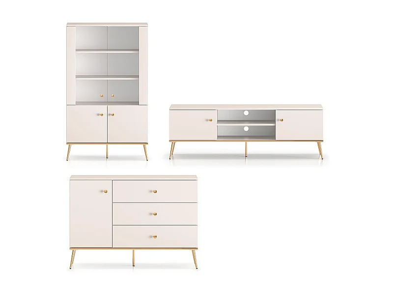 WOHNZIMMER-SET Selgin Kaschmir / Gold 3-teilig