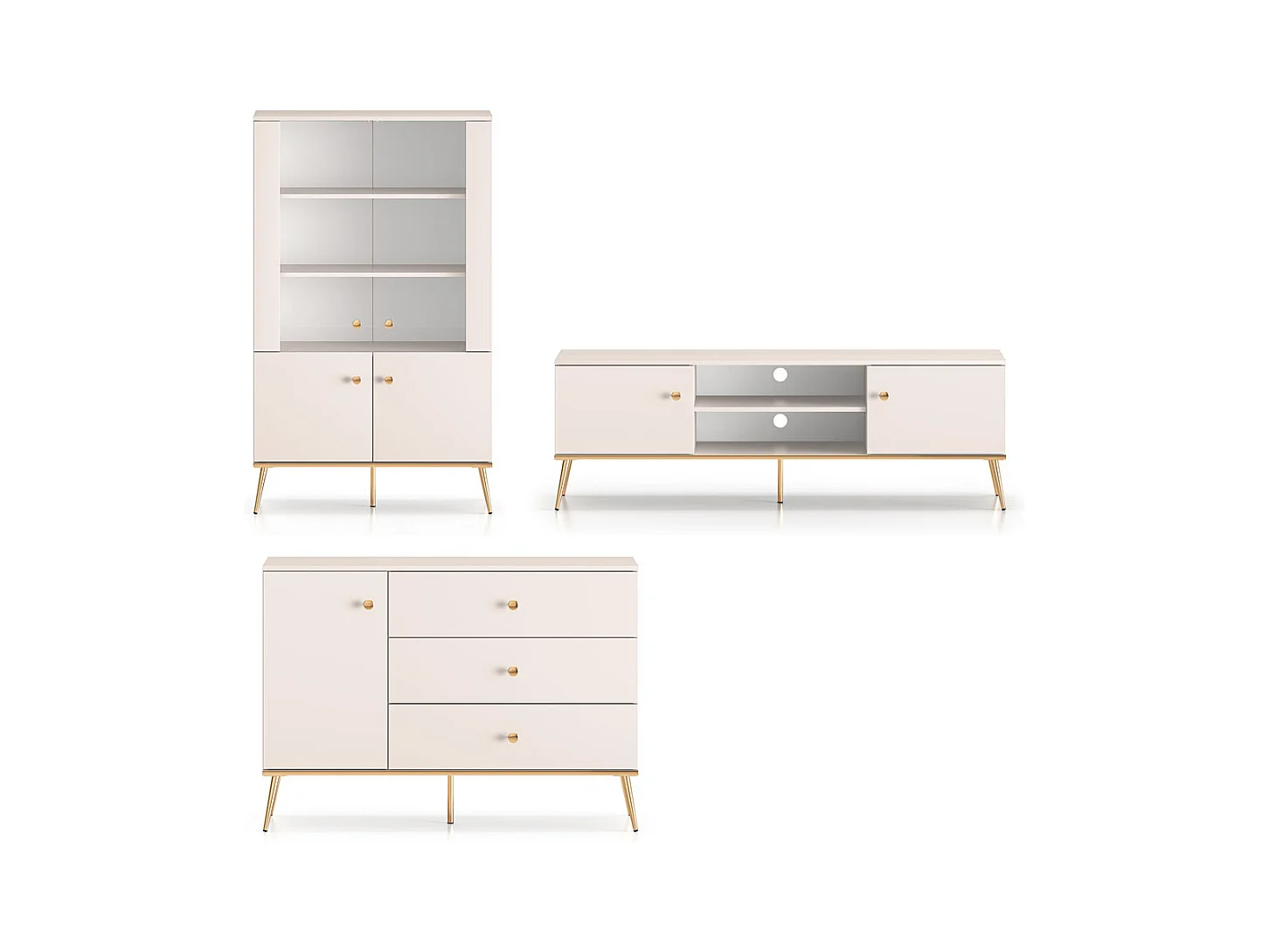 WOHNZIMMER-SET Selgin Kaschmir / Gold 3-teilig