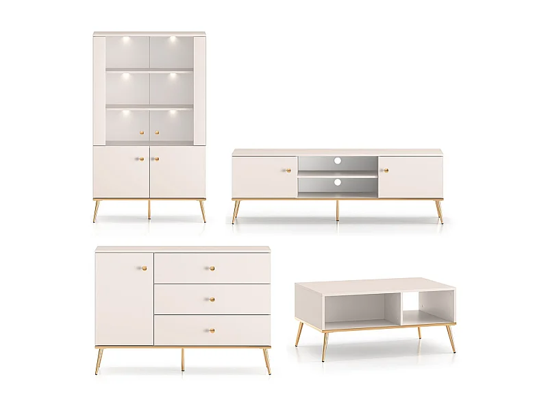 WOHNZIMMER-SET Selgin Kaschmir / Gold 4-teilig