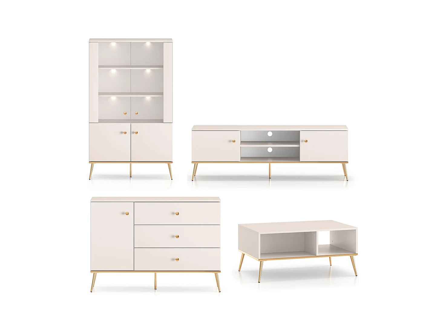 WOHNZIMMER-SET Selgin Kaschmir / Gold 4-teilig