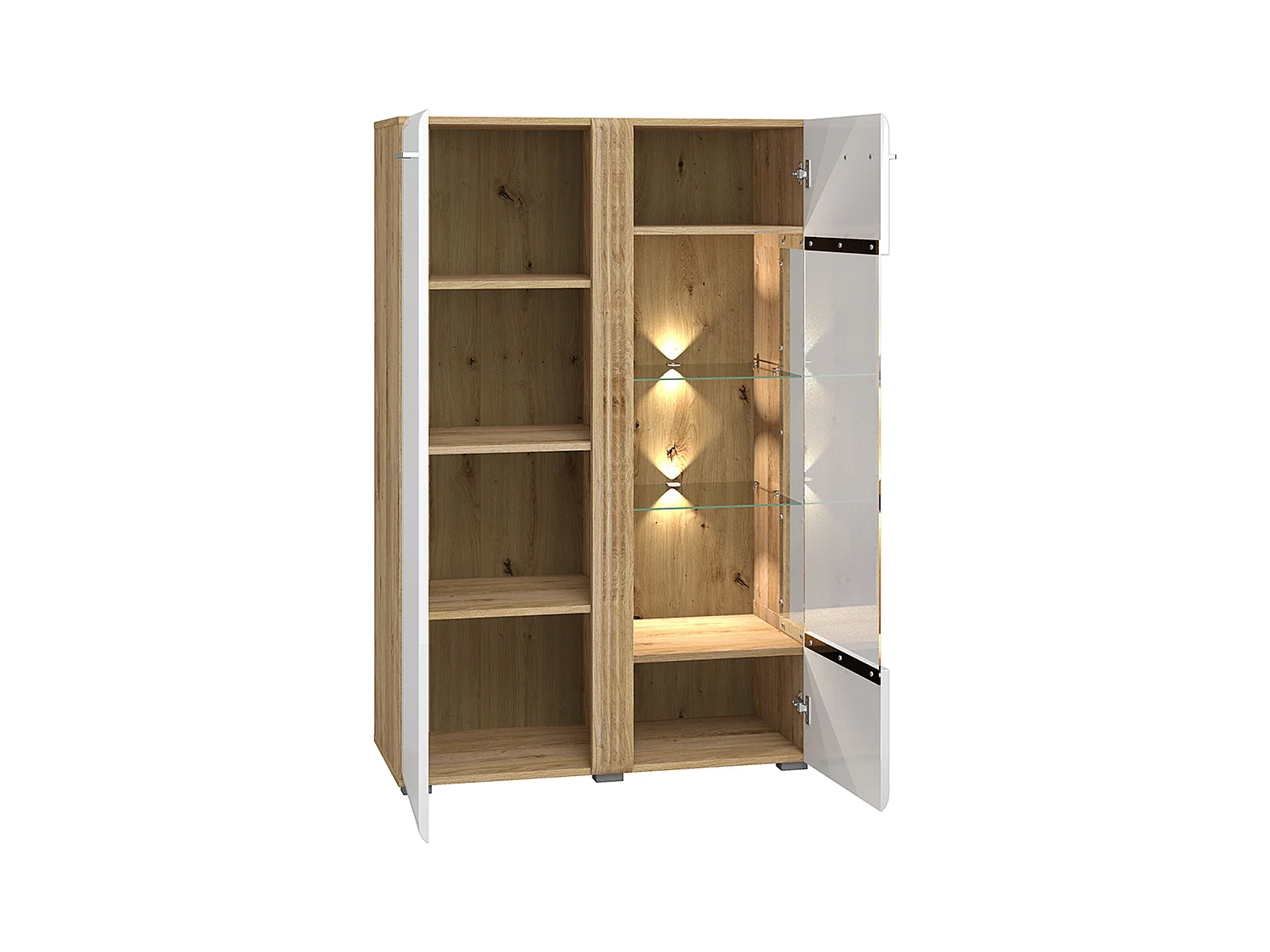 WOHNZIMMER-SET Adagio weiß Hochglanz / Eiche castello 5-teilig