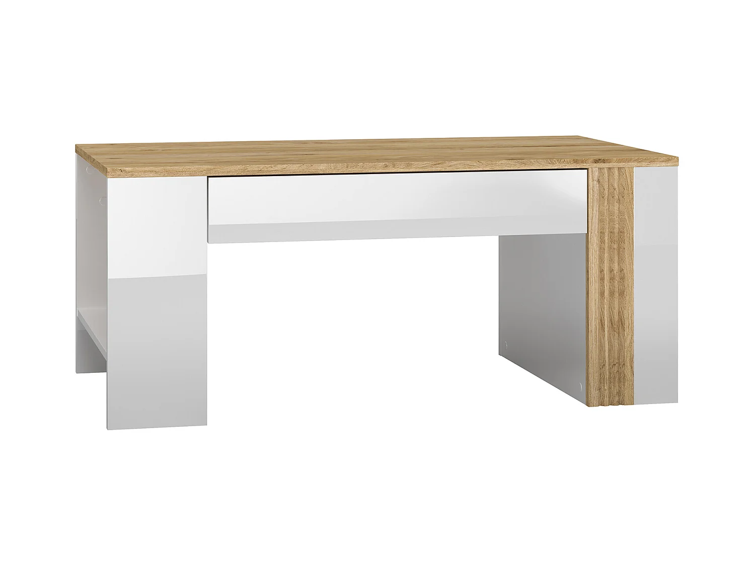 WOHNZIMMER-SET Adagio weiß Hochglanz / Eiche castello 5-teilig