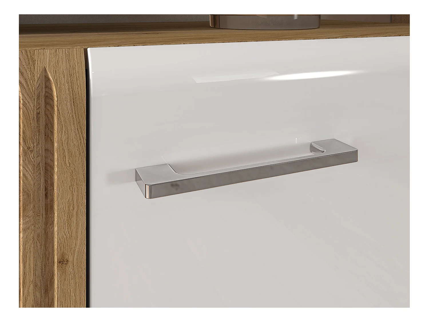 WOHNZIMMER-SET Adagio weiß Hochglanz / Eiche castello 5-teilig