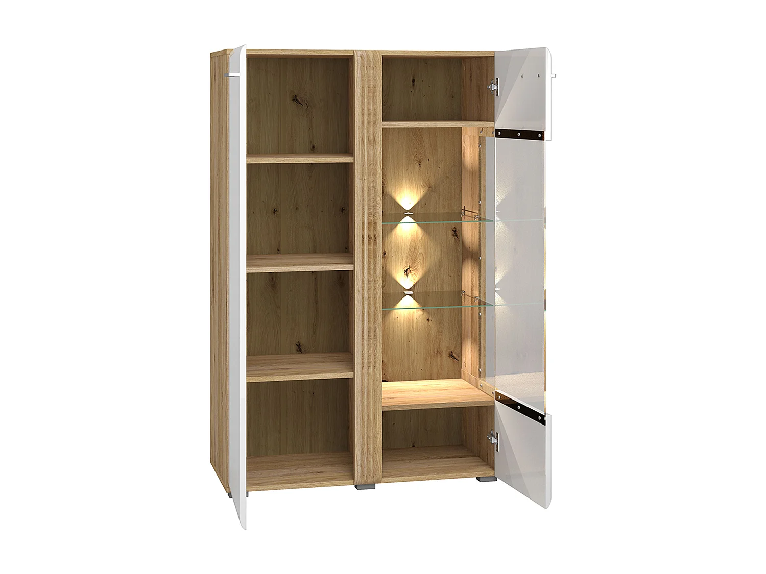 WOHNZIMMER-SET Adagio weiß Hochglanz / Eiche castello 5-teilig