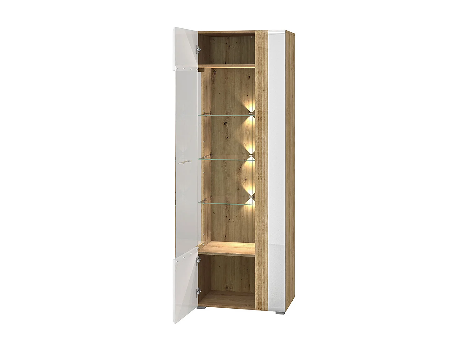 WOHNZIMMER-SET Adagio weiß Hochglanz / Eiche castello 5-teilig