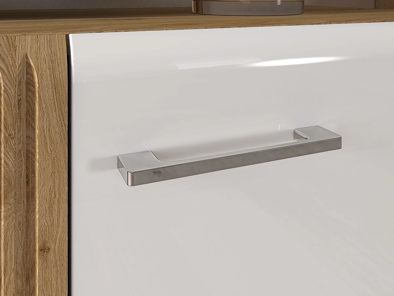 WOHNZIMMER-SET Adagio weiß Hochglanz / Eiche castello 5-teilig