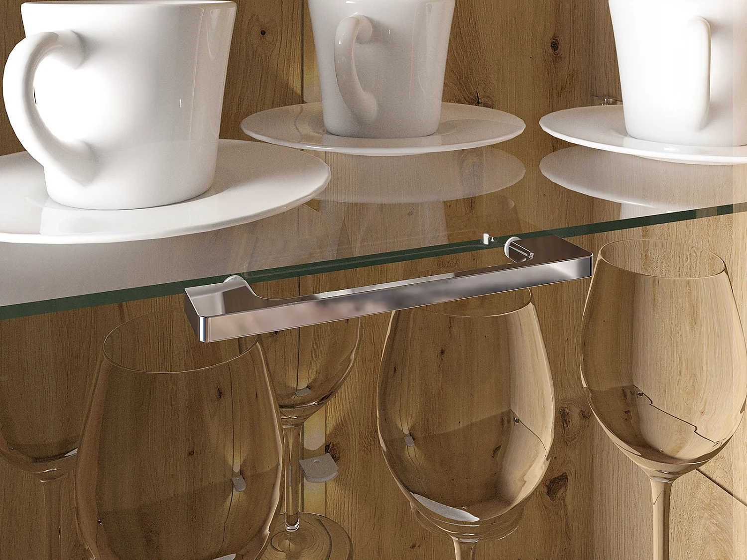 WOHNZIMMER-SET Adagio weiß Hochglanz / Eiche castello 5-teilig