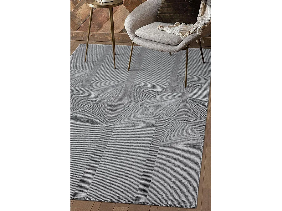 Tapis Lima design salon Moderne Art Curve Durable, Gris, 120 x 170 cm