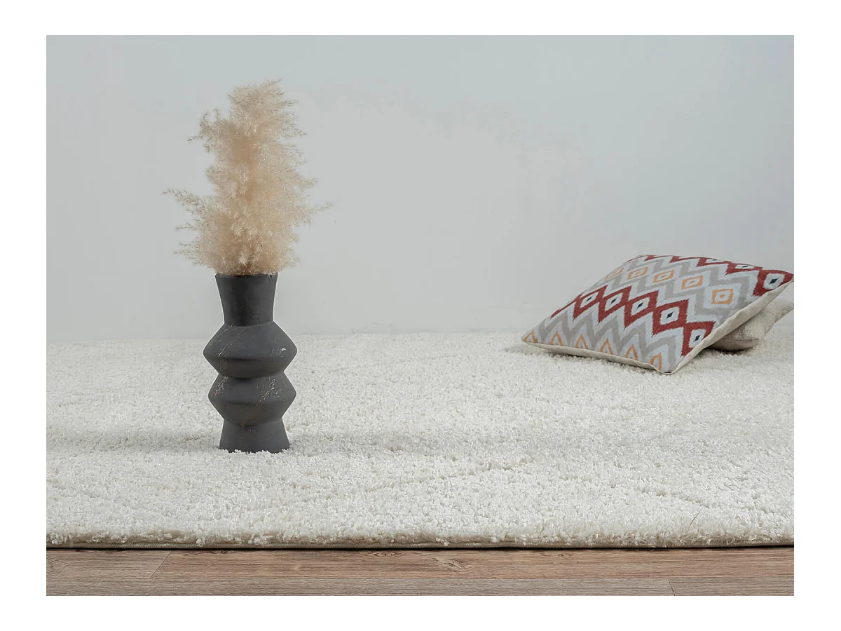 Dywan Bahar Shaggy wzór rombów, kremowy, 140 x 200 cm