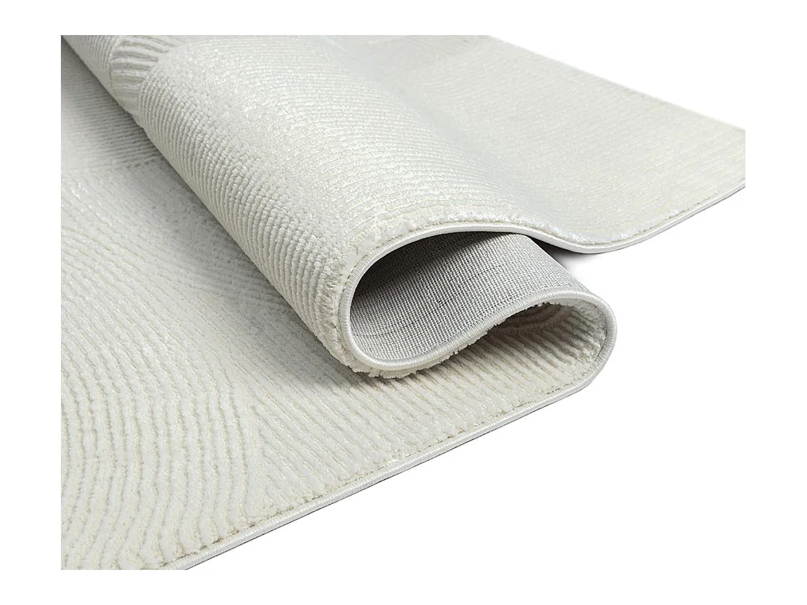 Tapis Lima design salon Moderne Art Curve Durable, Crème, 80 x 300 cm