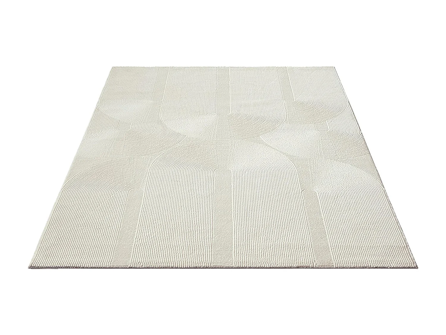 Tapis Lima design salon Moderne Art Curve Durable, Crème, 80 x 300 cm