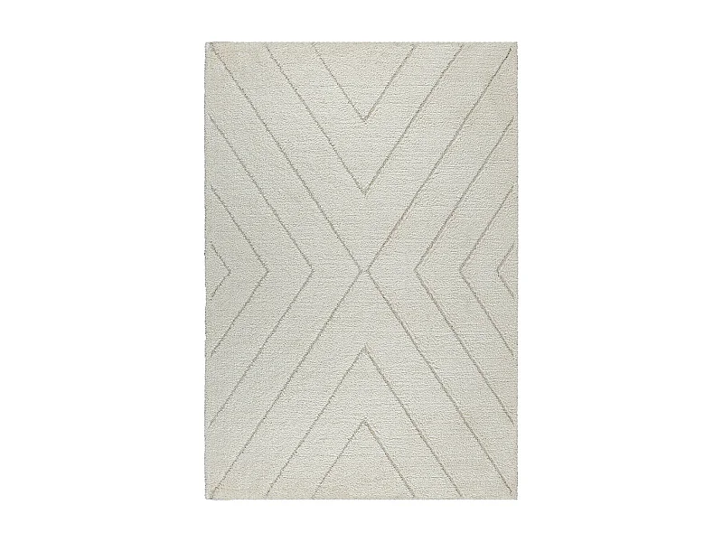 Tapis Bahar Shaggy motif triangle, Crème, 160 x 230 cm