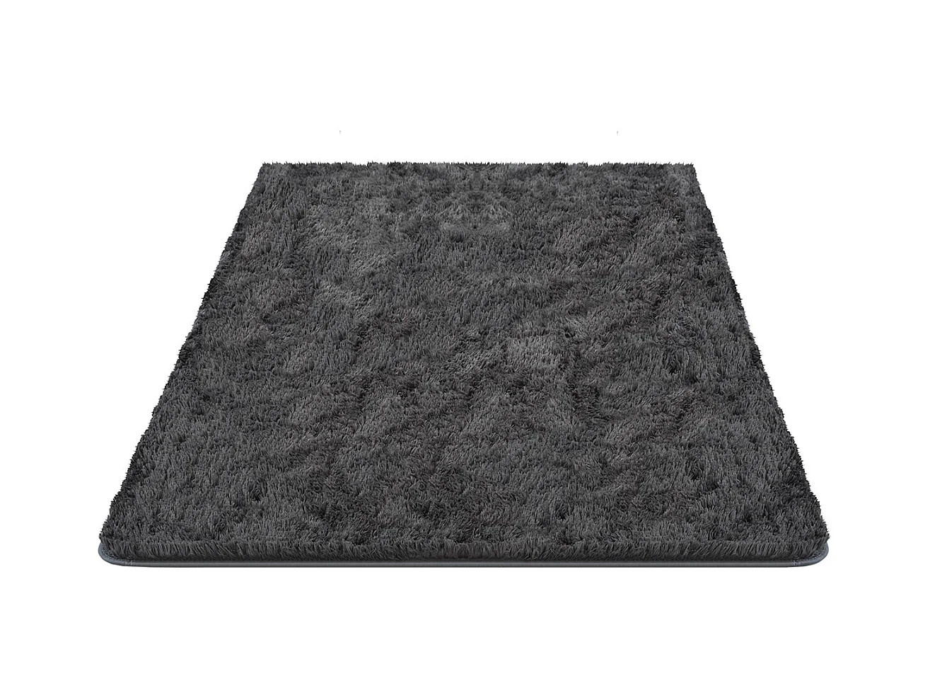 Teppich Soft Shaggy Hochflor, rutschfest, Anthrazit, 120 cm rund