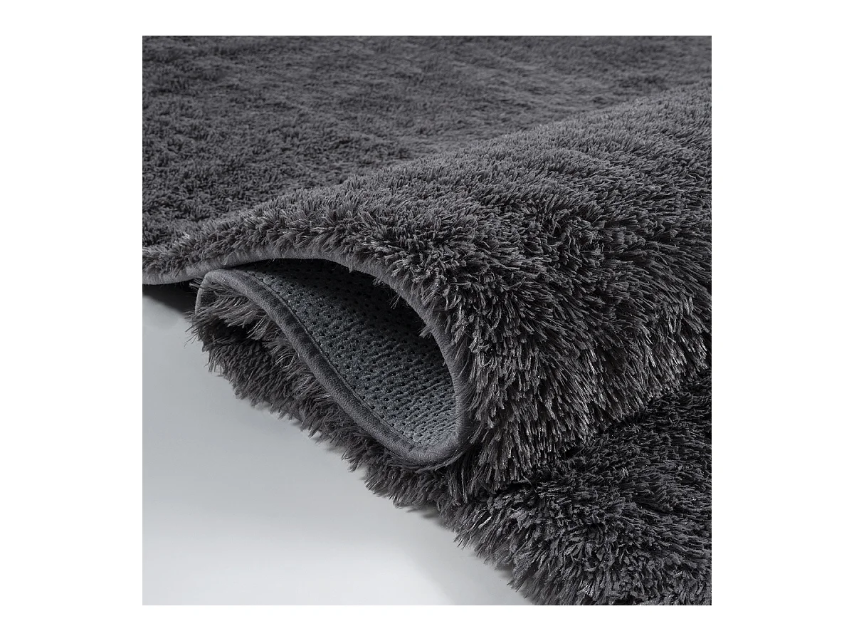 Teppich Soft Shaggy Hochflor, rutschfest, Anthrazit, 120 cm rund