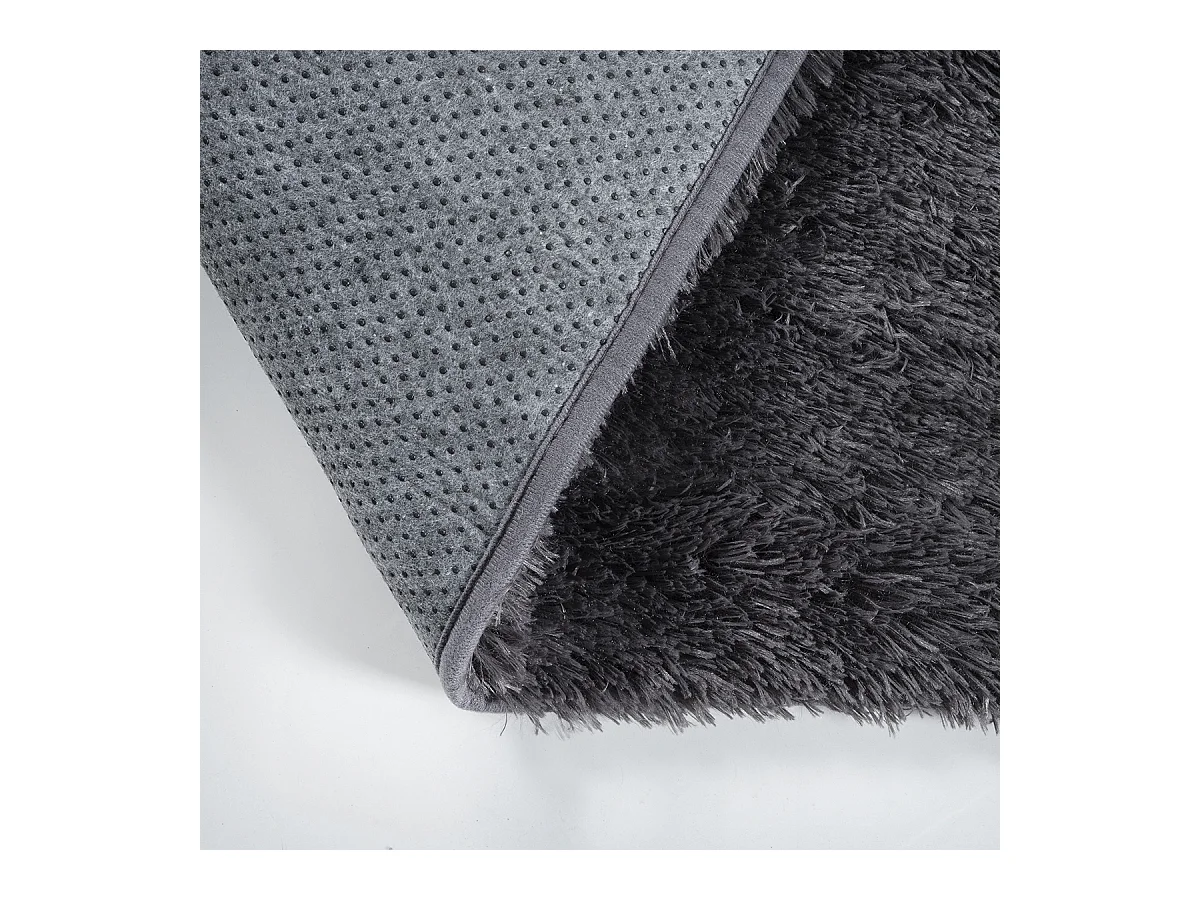 Teppich Soft Shaggy Hochflor, rutschfest, Anthrazit, 120 cm rund
