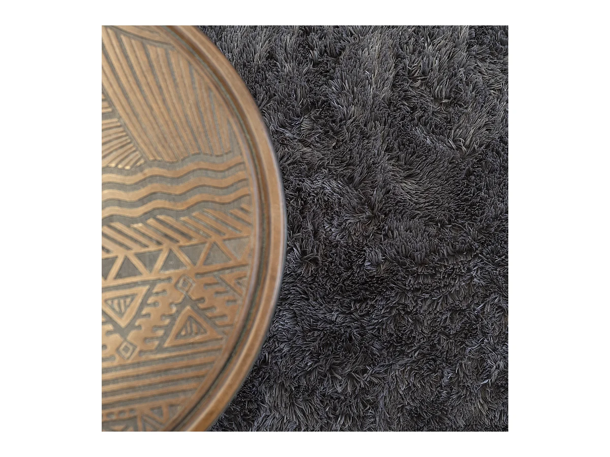 Teppich Soft Shaggy Hochflor, rutschfest, Anthrazit, 120 cm rund