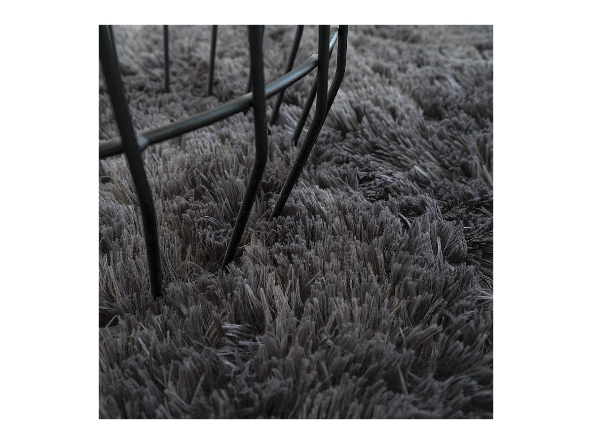 Teppich Soft Shaggy Hochflor, rutschfest, Anthrazit, 120 cm rund