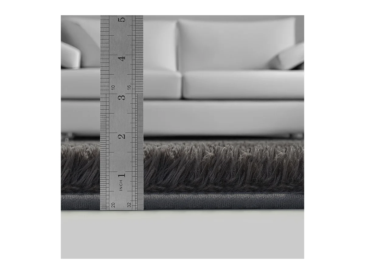Teppich Soft Shaggy Hochflor, rutschfest, Anthrazit, 120 cm rund