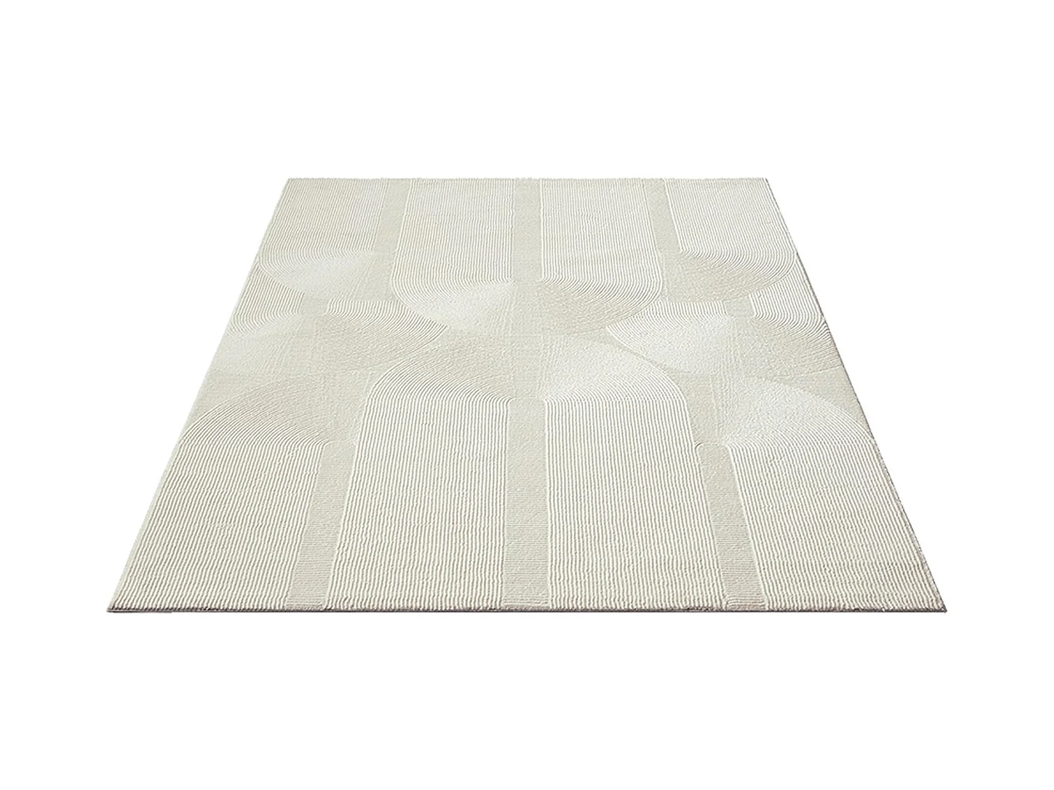Tapis Lima design salon Moderne Art Curve Durable, Crème, 120 x 170 cm