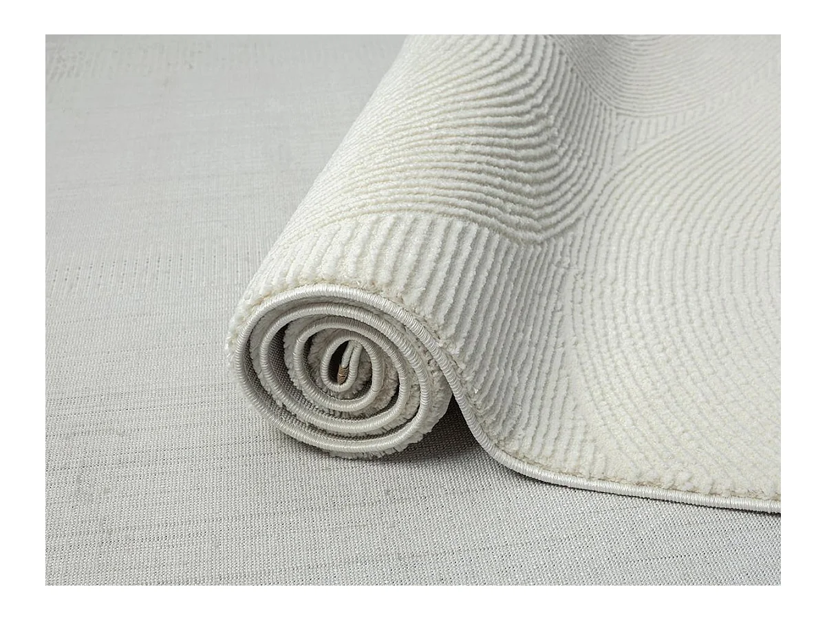 Tapis Lima design salon Moderne Art Curve Durable, Crème, 120 x 170 cm