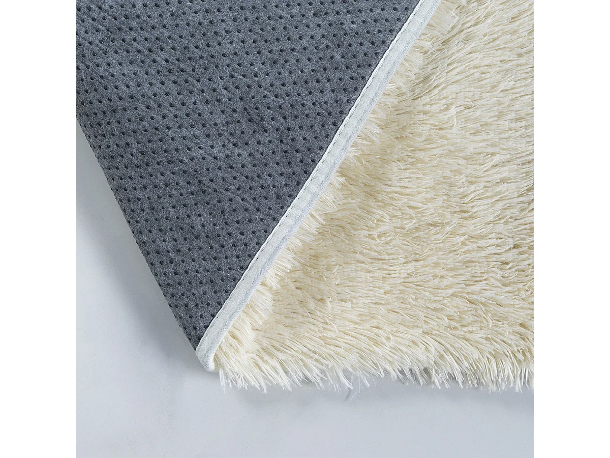 Tapis Soft Shaggy Poils Long Antidérapant, Beige, 120x160 cm