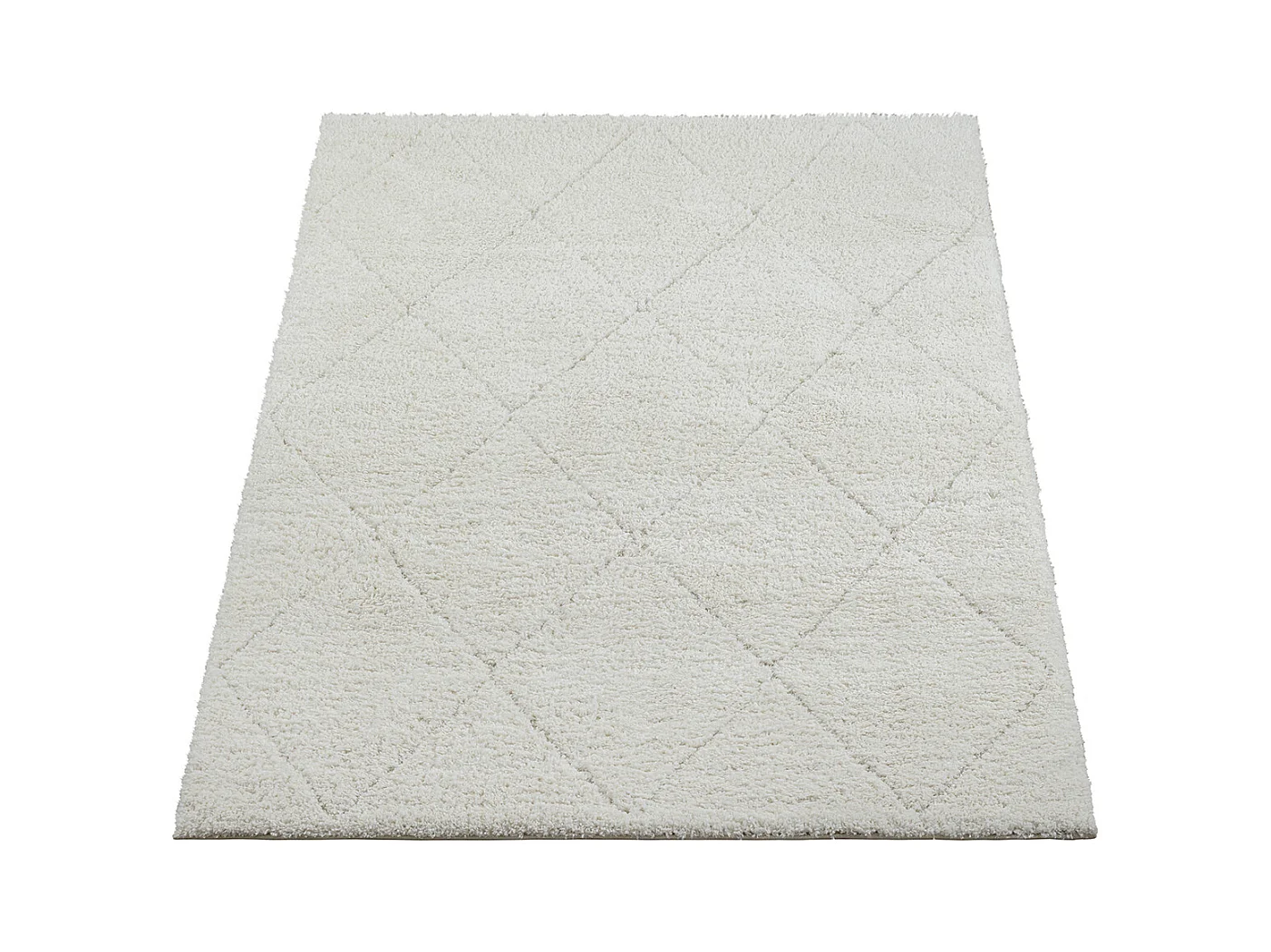 Tapis Bahar Shaggy motif losange, Crème, 240 x 340 cm