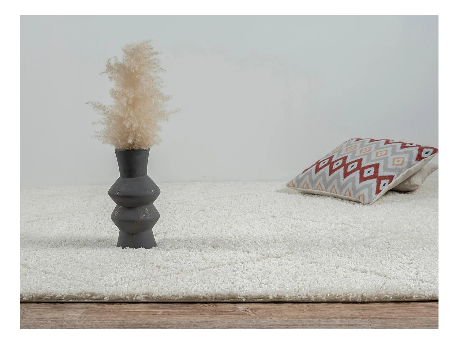 Tapis Bahar Shaggy motif losange, Crème, 240 x 340 cm