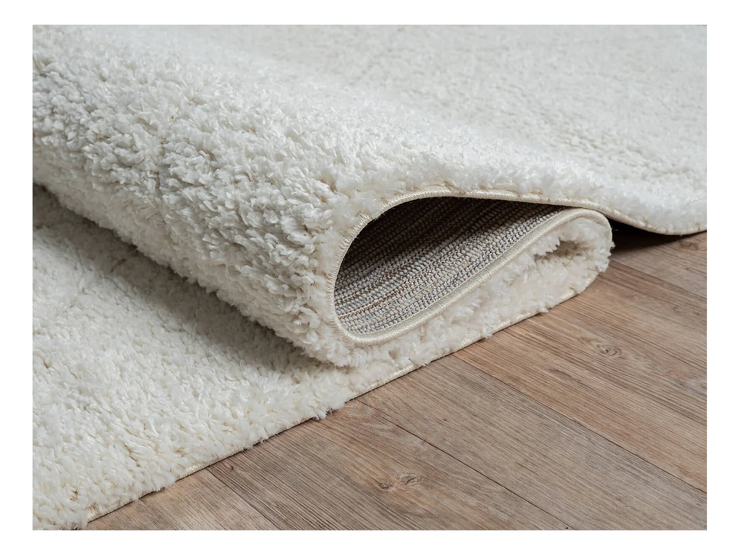 Tapis Bahar Shaggy motif losange, Crème, 240 x 340 cm